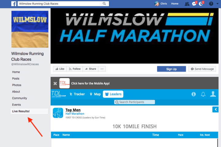 Live results on your event facebook page and your website